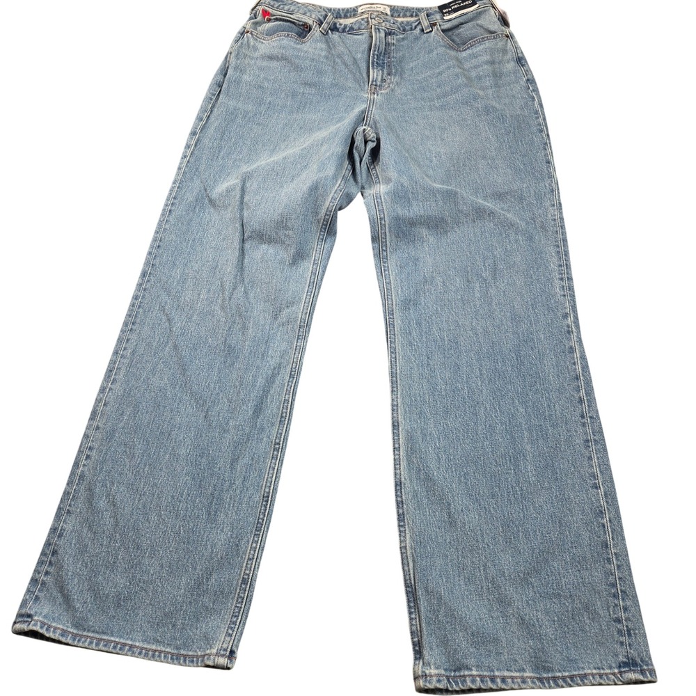 Abercrombie & Fitch Curve Love High Rise 90s Relaxed Jeans Womens 33 Long Blue